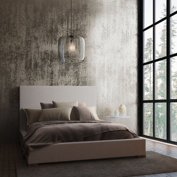Sloan Panel Bed in Silver Streak Linen