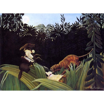 Henri Rousseau Scout Attacked by a Tiger, 21"x28" Wall Decal