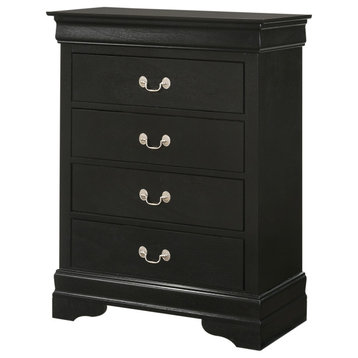 Louis Phillipe Black 4 Drawer Chest of Drawers (31 in L. X 16 in W. X 41 in H.)