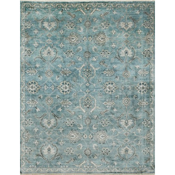 Blue Fog Hand Knotted Viscose from Bamboo Kensington Area Rug by Loloi, 2'0"x3'0