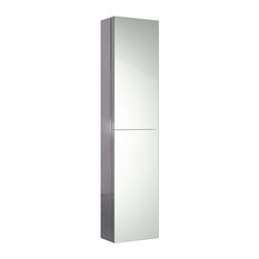 Modern Tall Mirror Cabinet, Stainless Steel With Double Door and Inner Shelves