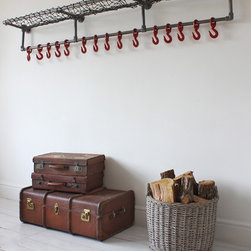 Lewis Industrial Dark Steel Pipe Luggage and Coat Rack - Wall & Shelf Brackets