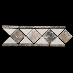 BDT-05  BORDER CREMA MARFIL WITH  EMPERADOR DARK TUMBLED - Accent Trim And Border Tile