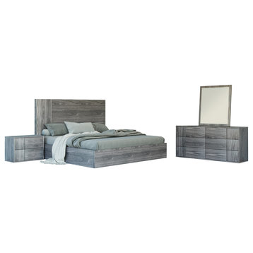 Nova Domus Asus Italian Modern Elm Gray Bedroom Set, Eastern King