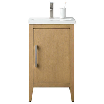 Vanity Art Bathroom Vanity Cabinet with Sink and Top, Natural Oak, 20", Brushed Nickel