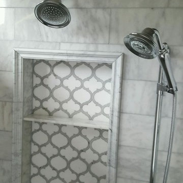 Carrara Marble Shower Marrakesh Waterjet Mosaic Niche