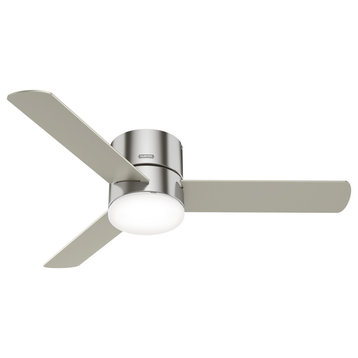Hunter 52" Minimus Brushed Nickel Low Profile Ceiling Fan With LED Light, Remote