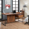 ACME Sara Rectangular 1 Drawer Wooden Desk in Walnut and Sandy Black