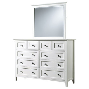 Pantego Shaker Dresser & Mirror in White Mahogany