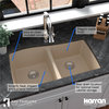 Karran Undermount Quartz 33" 50/50 Double Bowl Kitchen Sink Kit, Bisque