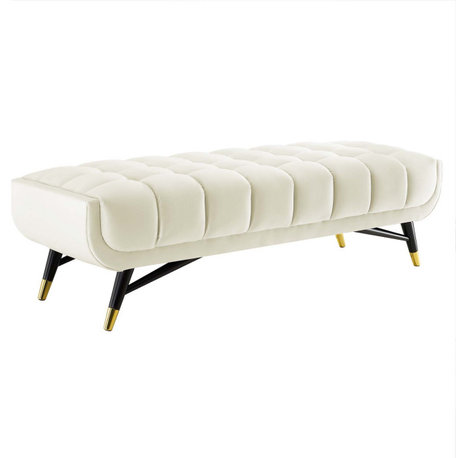 Adept 60" Performance Velvet Bench, Ivory