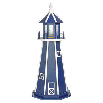 Standard Aruba Blue and White Hybrid Lighthouse, Patriot Blue & White, 4 Foot, Solar, No Base