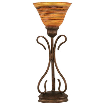 Toltec Lighting Swan Table Lamp, Bronze, 7" Fire Saturn Glass