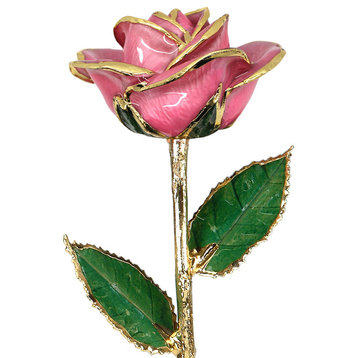 Real Rose Dipped, 24k Gold and Preserved, Lacquer, Pink