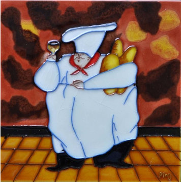 Fat Chef With Bread Tile