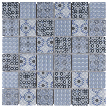 Classico 2" Square Blue Porcelain Floor and Wall Tile
