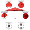 6.5' Red Patio Metal Umbrella With Crank