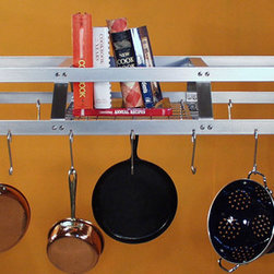 Heavy Duty Pot Rack with 18 Heavy Pot Hooks and Utensil Grid - 43 Inch - Pot Racks And Accessories