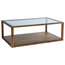 Large Rectangular Coffee Table With Glass Top, Dark Stain