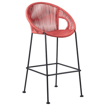 Acapulco 30" Indoor Outdoor Steel Bar Stool With Brick Red Rope
