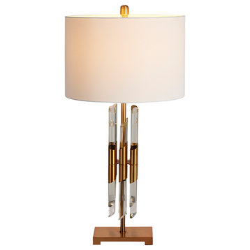 15" Caen Modern Fluted Crystal Accent Table Lamp