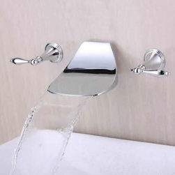 Contemporary Widespread Waterfall Bathroom Sink Faucet (Chrome) T6036 - Bathroom Sink Faucets