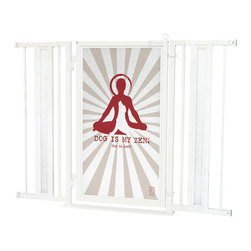 Fusion Gates - Fusion Gate with Dog Is My Zen Design, White Pearl, 36"-52" - Dog Gates