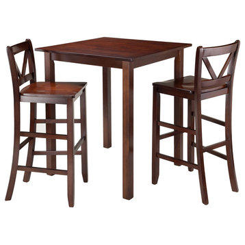 Winsome Wood Parkland 3-Pc High Table With 2 Bar V-Back Stools