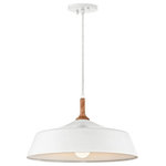 Kichler - Kichler Danika Pendant 1-Light, White - This 1 light pendant from the Danika Collection takes the concept of mid-century modern to a new level. Wood accents add texture and interest to the White finish.