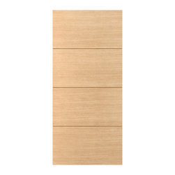 Brentwood- Interior White Oak Flush Door- 3 Horizontal Grooves and Horizontal Grain (Engineered) (1-3/4") - Windows And Doors