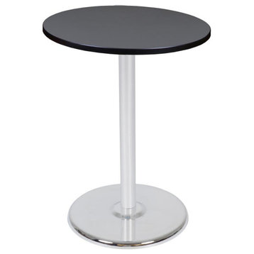 Via Cafe High 30 Round Platter Base Table, Gray and Chrome