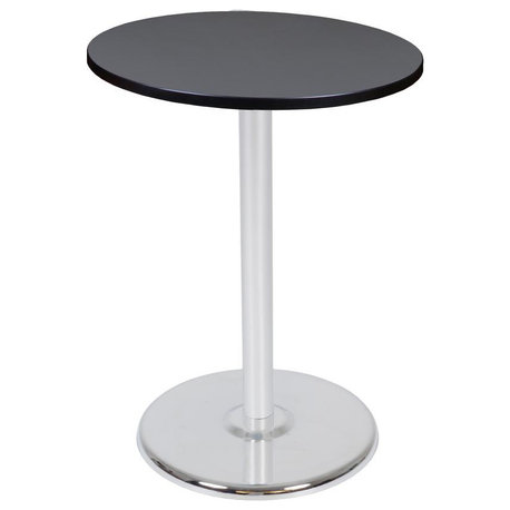 Via Cafe High 30 Round Platter Base Table, Gray and Chrome