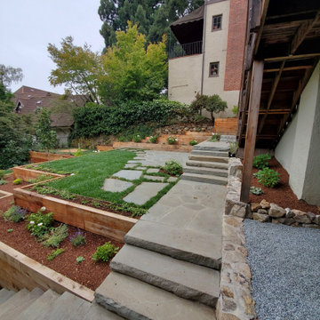 Stone Slab Steps and Lawn