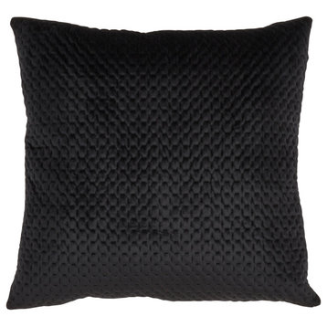Poly Filled Pinsonic Velvet Throw Pillow, Black