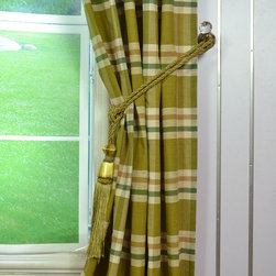 Paroo Cotton Blend Large Plaid Double Pinch Pleat Curtains & Drapes Tassel Tieba - Curtains