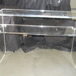 Waterfall style Lucite console tables with shelf, 1" thick - Console Tables