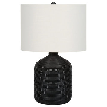 Lighting, 23"H, Table Lamp, Black Rattan, Ivory/Cream Shade, Modern