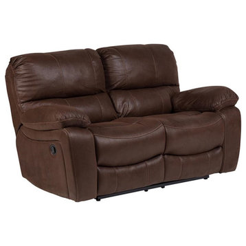 Ramsey Transitional Leather-Look Microfiber Reclining Loveseat - Brown