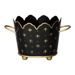 Gold Leaf & Dot Oval Cachepots - Indoor Pots And Planters