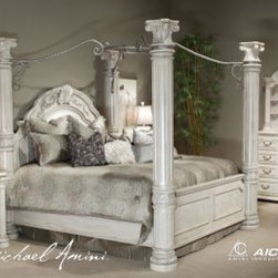 AICO Furniture - Queen Poster Bed w/ Canopy - N53010-03R - Bedroom Products