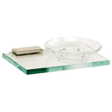 Alno A7530 Arch 6-3/4"W Wall Mounted Bathroom Glass Soap Dish - Polished Nickel