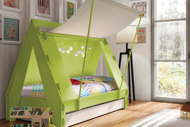 Kids Handmade Tent Cabin Trundle Bed in Green