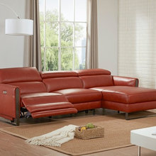 Modern Italian Leather Brown Sectional