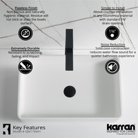 Karran White Acrylic 21" Rectangular Vessel Sink and Faucet Kit, Stainless Steel
