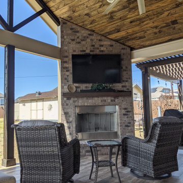 Outdoor Living Area with Pergola and Office Conversion