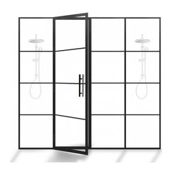 DOCCIA: STEEL METAL SHOWER DOOR WITH SINGLE TEMPERED CLEAR GLASS - Interior Doors