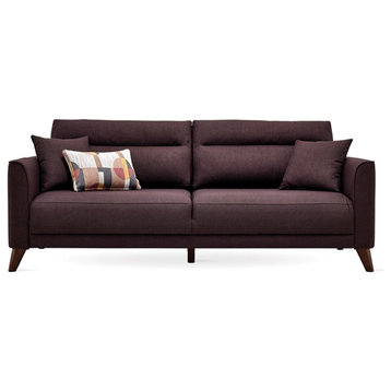 Enza Home Alto 3-Seater Fabric & Wood Sofa Bed in Purple/Brown