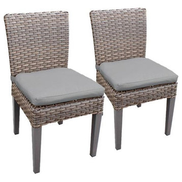 Monterey 60 Inch Outdoor Patio Dining Table with 6 Armless Chairs in Grey