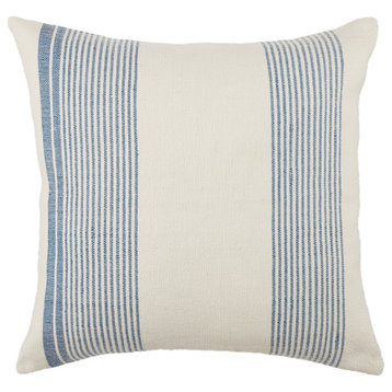 Jaipur Living Parque Indoor/Outdoor Striped Poly Fill Pillow 20", Blue and Ivory