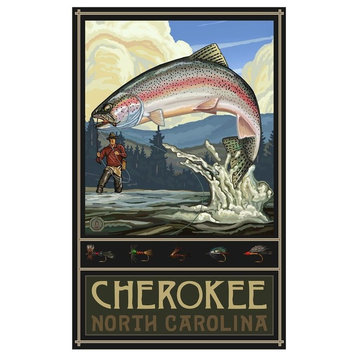 Paul A. Lanquist Cherokee North Carolina Rainbow Trout Art Print, 12"x18"